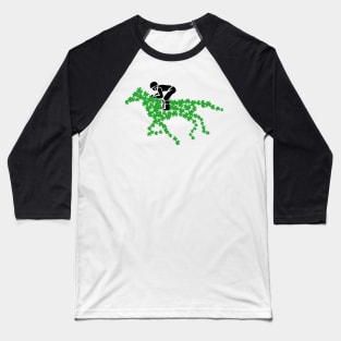 Race horse made of Four leaf Clovers with Jockey Horse Baseball T-Shirt